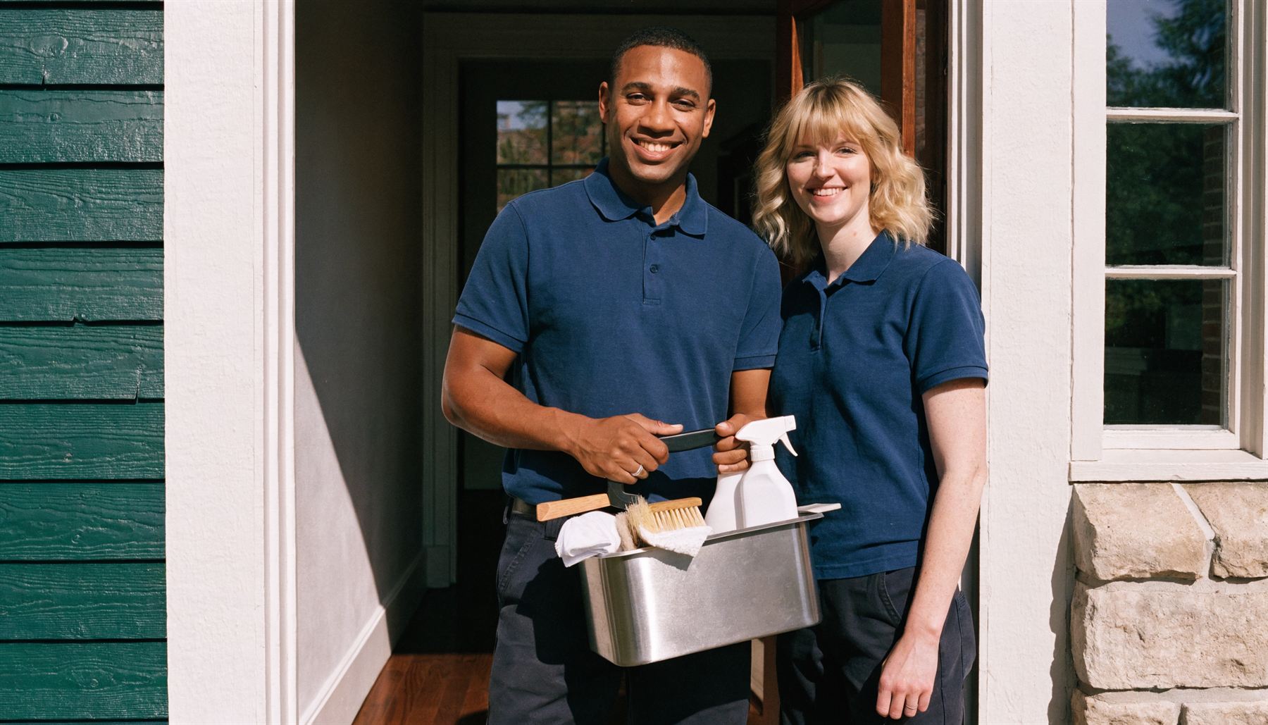 The PCS Cleaning team arriving at a client's home